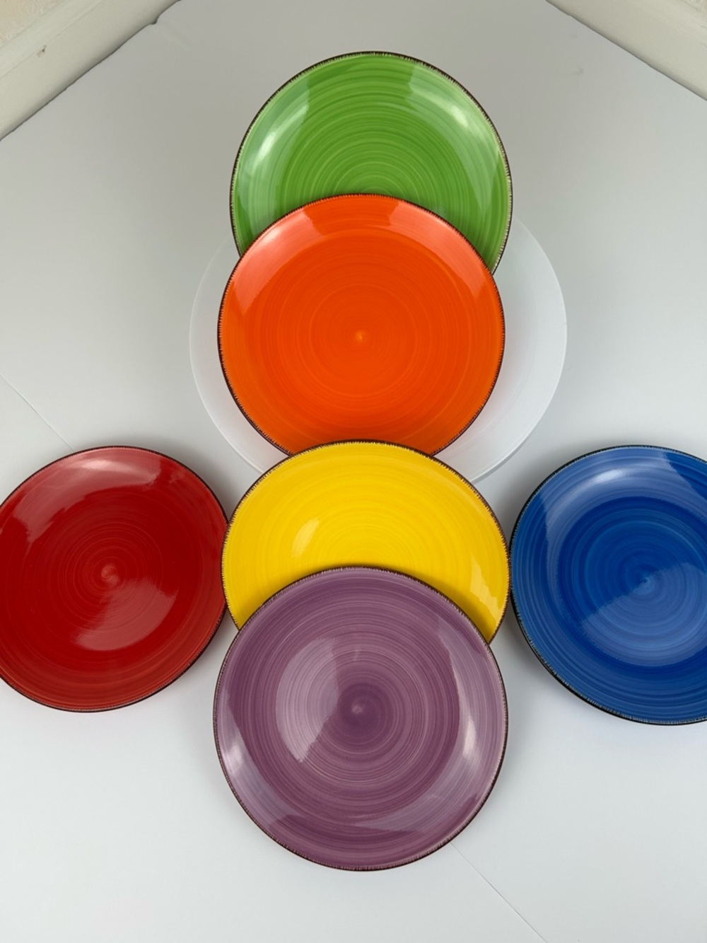 Vancasso Bonita Set of 6 Salad Dessert Plates 7.5" Multicolor Swirl